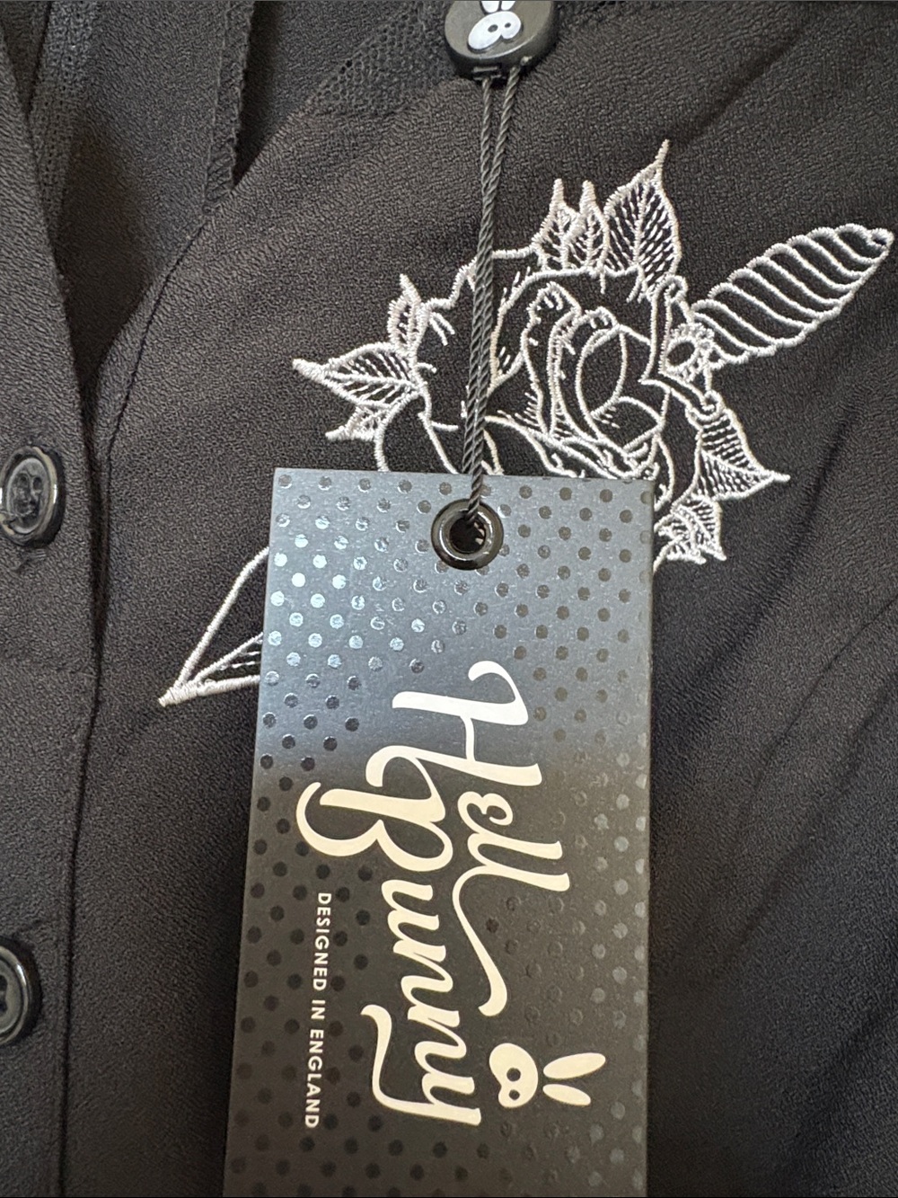 Hell Bunny Black Embroidered Collared Midi Dress - Picture 6 of 8